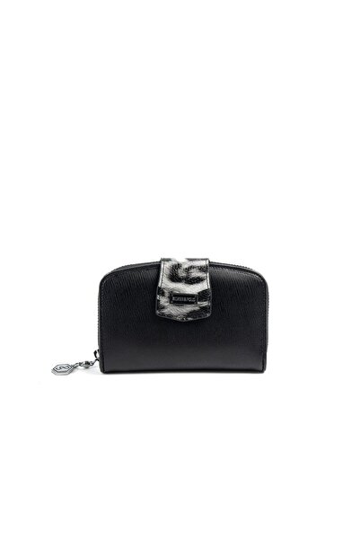 Silver Polo Silver & Polo Sp874 Women's Wallet & Card Holder Plain Black-Black-Leopard Gray