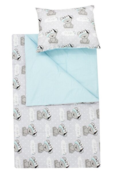 PRICHINDEL Set 2 piese - pilotă și pernă, „It's a Boy”, gri, 100x135 cm