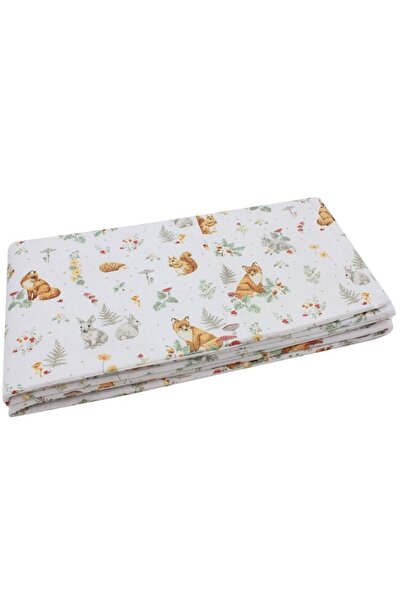 PRICHINDEL Set de 2 protecții pentru pătuț, bumbac, Little Fox, alb, 120 x 60 cm