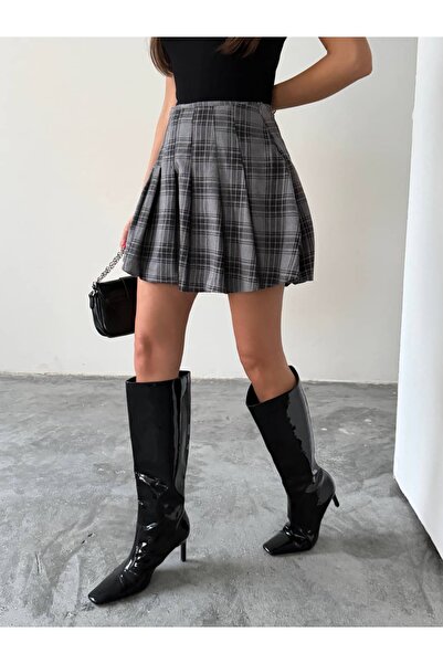 mydukkan.co Pleated Plaid Mini Skirt