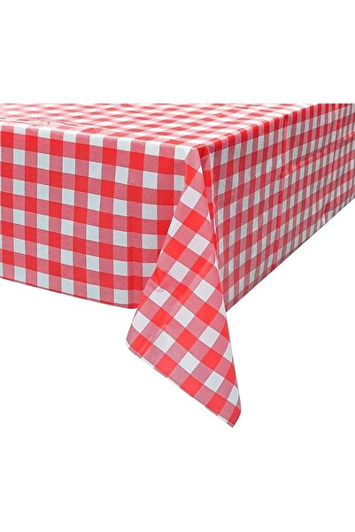 ELECDON مفرش طاولة مستطيل مربعات أحمر وأبيض للاستخدام مرة واحدة، قطعتان، 137×...