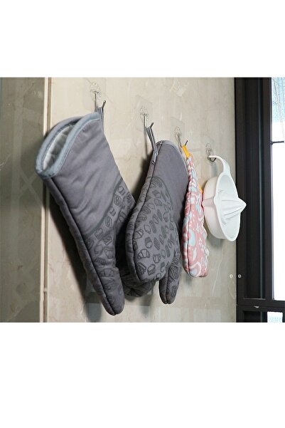 OEM Adhesive Wall Hooks Set, Transparent - Strong, No-Drill Bathroom & Kitchen Solution