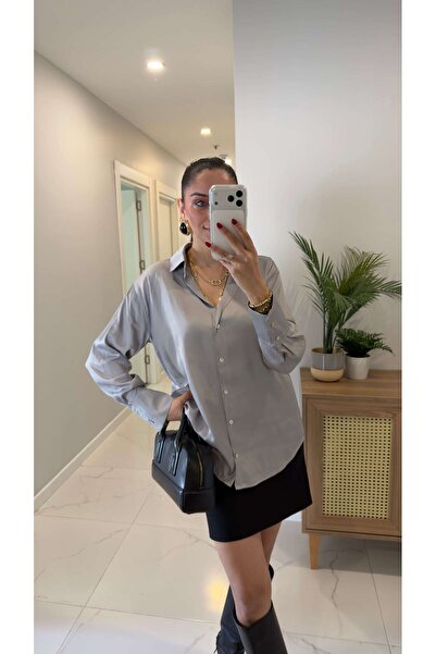 BİRCANÇİL Kenwy Gray Satin Shirt