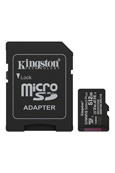 Kingston Κάρτα MicroSD 512GB Canvas Select Plus, με προσαρμογέα SD, Κλάση 10, UHS-I U1, Μαύρο