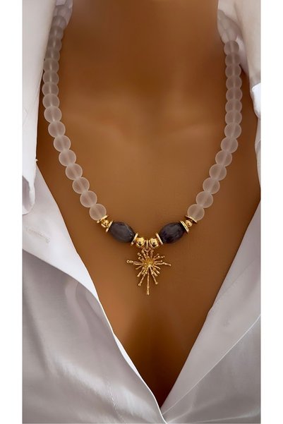 nevaastil takı & aksesuar Amethyst Natural Stone Design Necklace Multi Necklace Gift Necklace Gift Pendant Trend Necklace Natural Stone Necklace