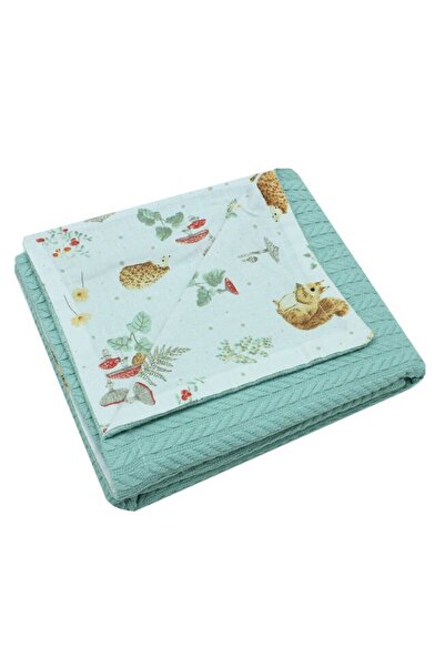 PRICHINDEL Pătură tricotată Anna, revers din bumbac, Little Fox alb, 80 x 100...