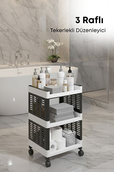 grimorlife 3 Raflı Banyo Düzenleyici Mutfak Rafı Banyo Dolabı Çok Amaçlı Plas...