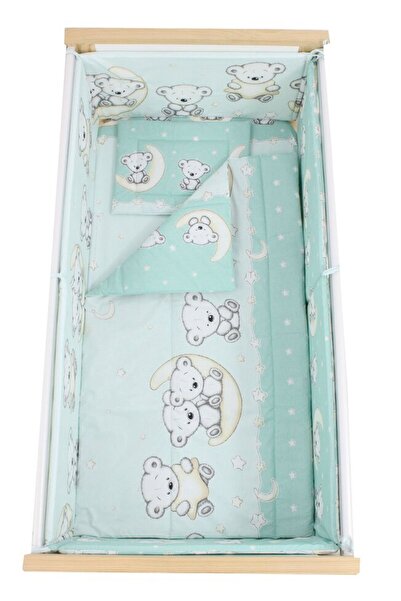 PRICHINDEL Set de lenjerie de pat pentru bebeluși, 5 piese, ursuleț de pluș t...