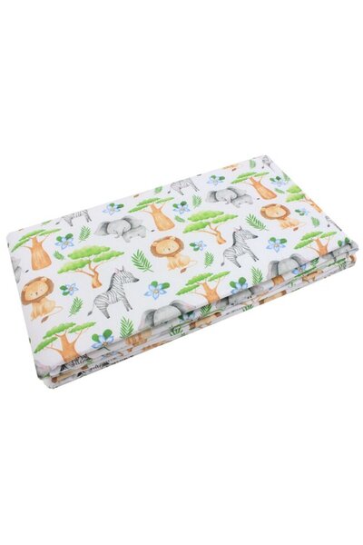 PRICHINDEL Set of 2 crib bumpers, cotton, Zebra and Elephant, 120x60 cm, multicolor