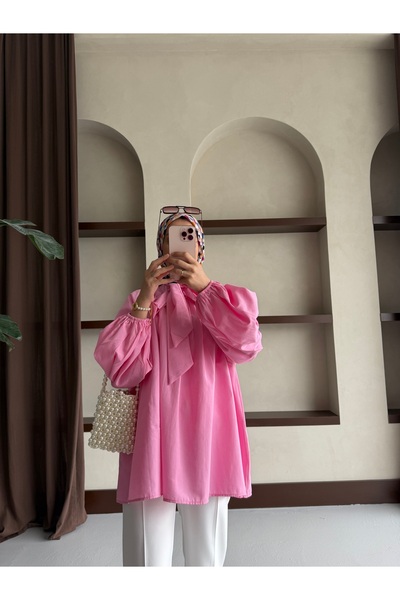 MOONSC Tie-Necklace Shirt