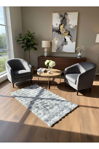 Rose'n Home TAVŞAN NEO GRİ - Kaymaz Taban Tavşan Shaggy Yatak Odası Oturma Od...