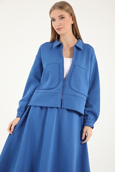 My City 5383 - Stylish Comfortable 3 Thread Sh Fleece-Lined Short Jacket Skirt Women's Set