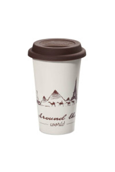 DELONGHİ The-Globetrotter Ceramic Double-Wall Thermal Mug 350 ml with Silicone Lid