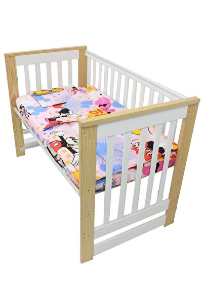 PRICHINDEL Lenjerie de pat pentru pătuț, 3 piese, Minnie și Mickey, roz, 120 ...