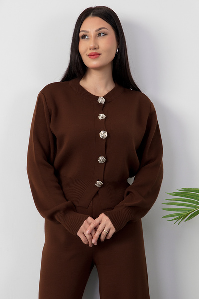 PULLIMM Buttoned Cardigan Pants Knitwear Set L3004