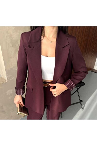 MYGİYİMİSTANBUL Blazer Jacket (Striped Lining)