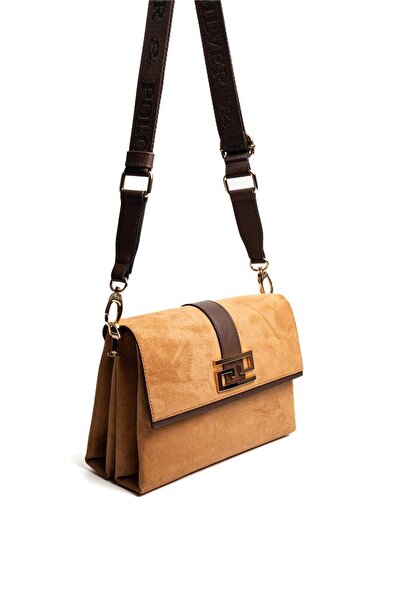 Silver Polo Silver & Polo Sp1009 Women's Crossbody Bag Suede Tan-Brown
