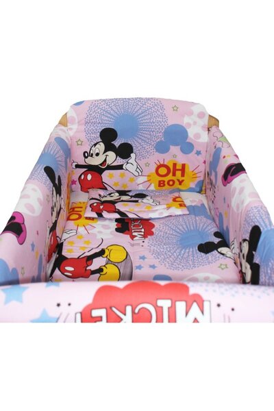 PRICHINDEL Lenjerie de pat pentru pătuț, 7 piese, Maxi, Minnie și Mickey, roz...