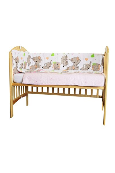 PRICHINDEL Set bară de protecție pentru pătuț, rând Pink Elephant, 120 x 60 cm