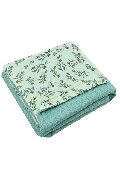 PRICHINDEL Paturica tricotata Anna, verso muselina, Olivia, 80 x 100 cm, verd...