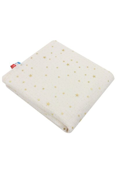 PRICHINDEL Pătură de muselină, Stele metalice, Ivory - 75 x 100 cm