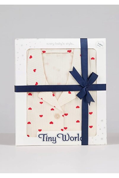 İpek Σετ πιτζάμες μαμάς και μωρού με μοτίβο καρδιάς σε κουτί-Σετ φόρμες για μωρά