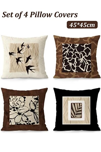 Generic 4PCS Pillow Covers Set 45x45cm Throw Pillow Covers Pillowcase Linen Cushion Cover Pillow Protectors