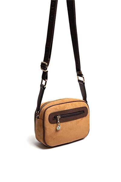 Silver Polo Silver & Polo Sp1111 Women's Crossbody Bag Suede Tan-Brown