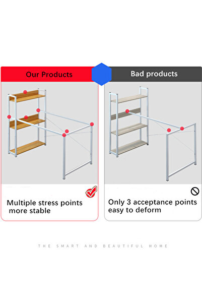 Bojasmiial 4-Tier Storage Shelf Office Desk Table Room-Saving Study Writing Table Workstation ,110*45*73cm