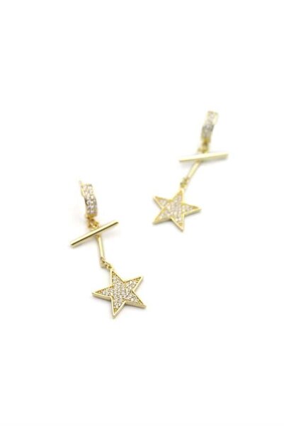 MENESSA أقراط على شكل نجمة مرصعة بالأحجار - ذهبي