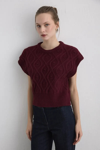 Gusto Crew Neck Knit Sweater - Plum