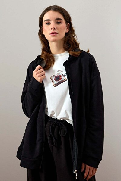 Ceylan Otantik Siyah 3 İplik Basic Hırka