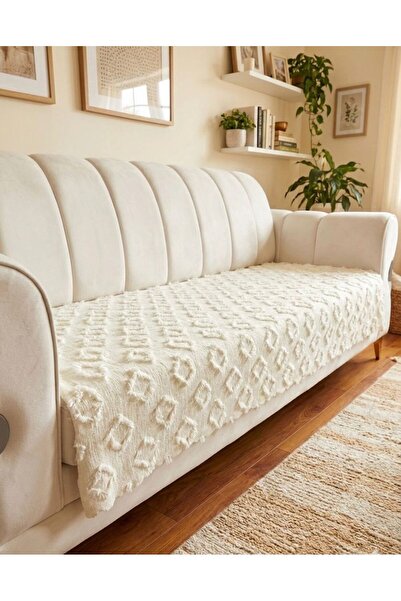 NEREZ TEKSTİL Şönil Bohem Kaymaz Koltuk Örtüsü 90x210 cm | 3 Kişilik Kanepe, Çekyat Örtüsü