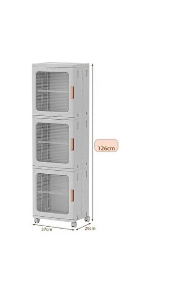 NKX 3 Layers Clear Folding Storage Boxes with Wheels