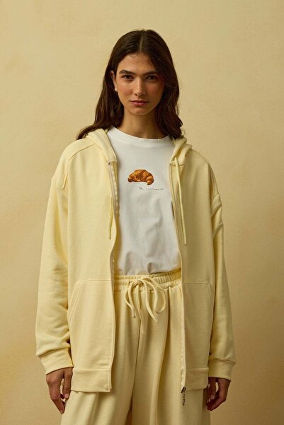 Ceylan Otantik Butter Yellow 3 Thread Basic Cardigan