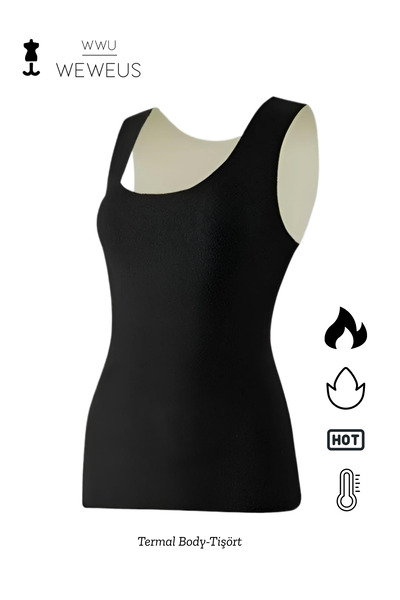 Weweus Women's Luxury Black Thermal Underwear Strap Tank Top Body T-Shirt