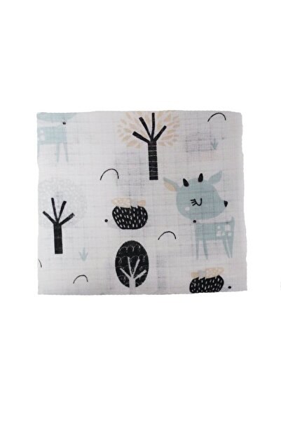 PRICHINDEL Scutec din muselină de bumbac, Bambi, turcoaz, 80 x 70 cm