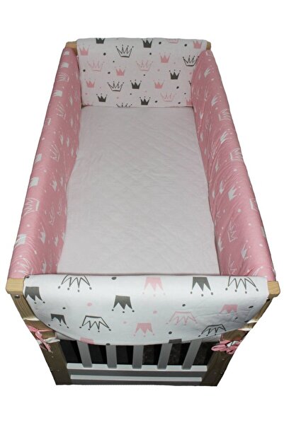 PRICHINDEL Set bară de protecție pentru pătuț, Maxi, față-verso, coroane roz,...