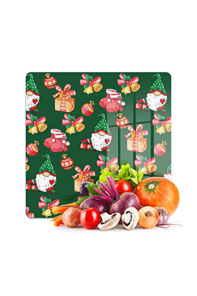 Decovetro لوح تقطيع زجاجي ووعاء تقديم مربع بنمط عيد الميلاد والعام الجديد 30 ...