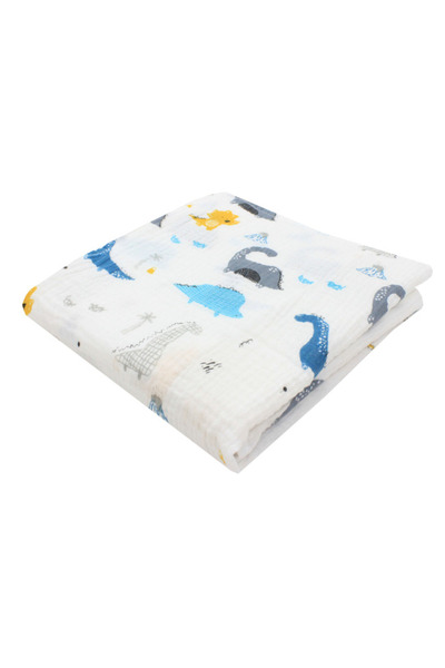 PRICHINDEL Pânză de muselină, Dino și prietenii, albă, 80 x 67 cm