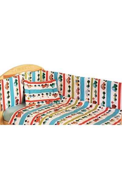 PRICHINDEL Set de lenjerie de pat cu 4 piese, mașini turcoaz, 120x60 cm