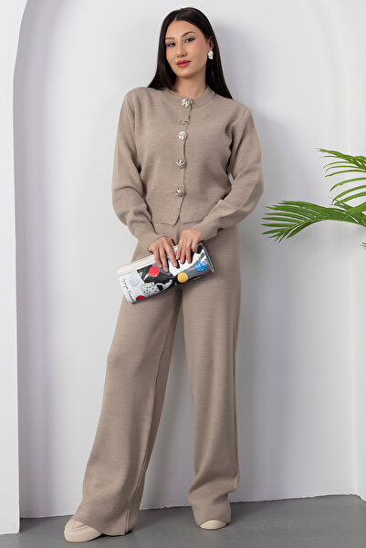 PULLIMM Buttoned Cardigan Pants Knitwear Set L3004