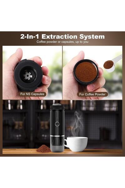 NALACAL ماكينة قهوة كهربائية محمولة ذاتية التسخين، 19 بار، مطحونة وكبسولة NS