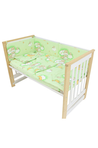 PRICHINDEL Set de lenjerie de pat pentru pătuț, 4 piese, bumbac, „Ursuleț Som...