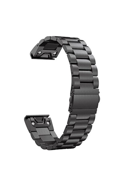 PHN MAG Compatible Steel Quick-Release Watch Strap for Garmin Fenix/Forerunner 22mm - Black