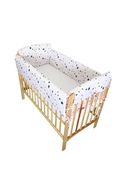 PRICHINDEL Set bară de protecție pentru pătuț Maxi, 2 laturi, stele roz, 140x...