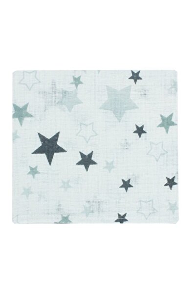 PRICHINDEL Pătură de muselină, stele mari, gri, 75 x 70 cm