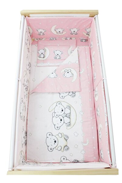 PRICHINDEL Set de lenjerie de pat 5 piese, Prichindel, Teddy roz cu dungi, 12...