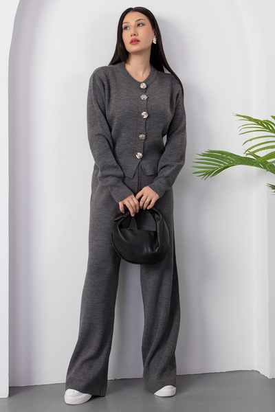 PULLIMM Set de tricotaje pentru pantaloni cardigan cu nasturi L3004