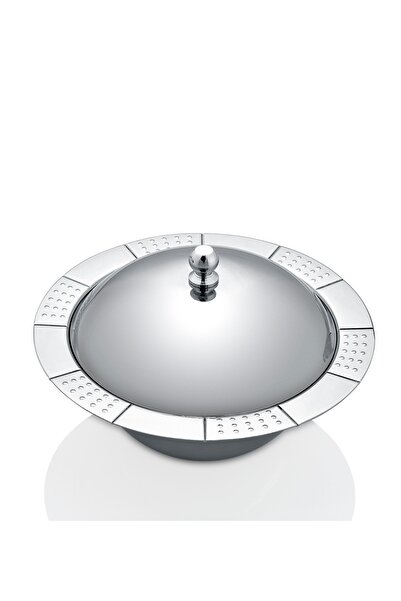 Arsel Domino Sade 304 Kalite Yuvarlak Çelik Şekerlik & Lokumluk & Hurmalık Sunum Kasesi Kapaklı Ayaksız